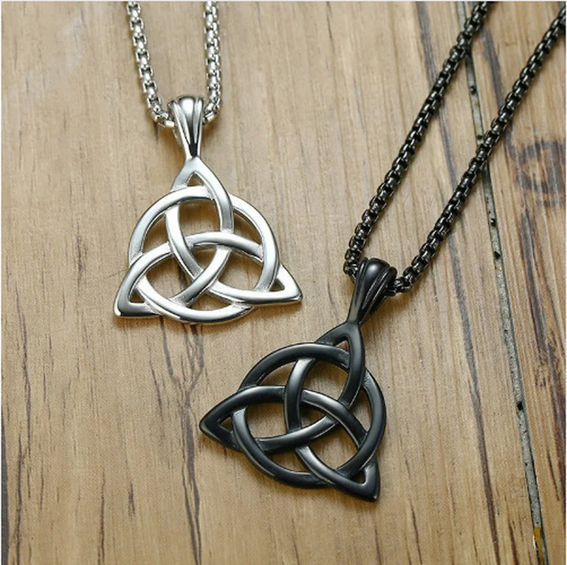 

Popular Interlocking Square Triangle Male Pendant For Men Stainless Steel Modern Trendy Geometric Stacking Streetwear Necklace