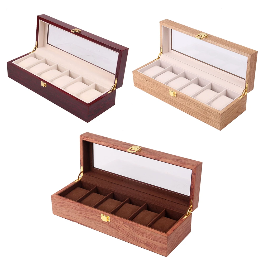 Украшение дома коробка для часов 6 слотов Деревянный винтажный стиль органайзер