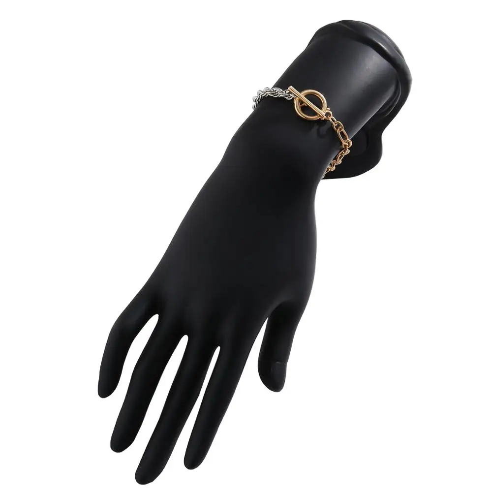 

IngeSight.Z Toggle Clasp Circle Bracelets Bangles Twisted Metal Rope Chain Bracelets Simple Minimalist Wrist Chain Women Jewelry