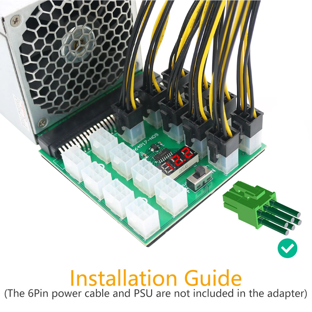 64(2x32)Pin плата блока питания для майнинга BTC ETH графическая карта 12 В питание FUJITSU