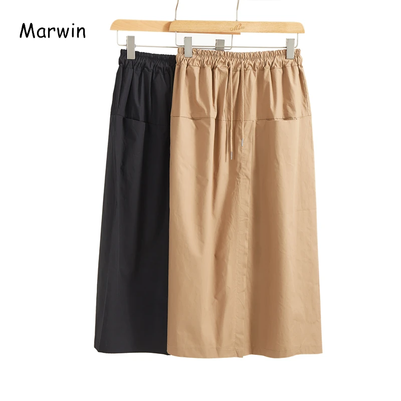 

Marwin 2020 New-Coming Spring Solid Empire Mid-Calf Irregular High Street Style Women Skirts Soft Cotton Fashion