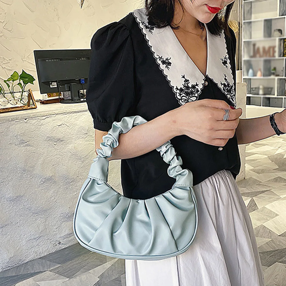 

Women Top Handle Female Tote Small Gifts Shoulder Bag Folds Design Handbags Travel Fashion Elegant Evening Clutch PU Leather