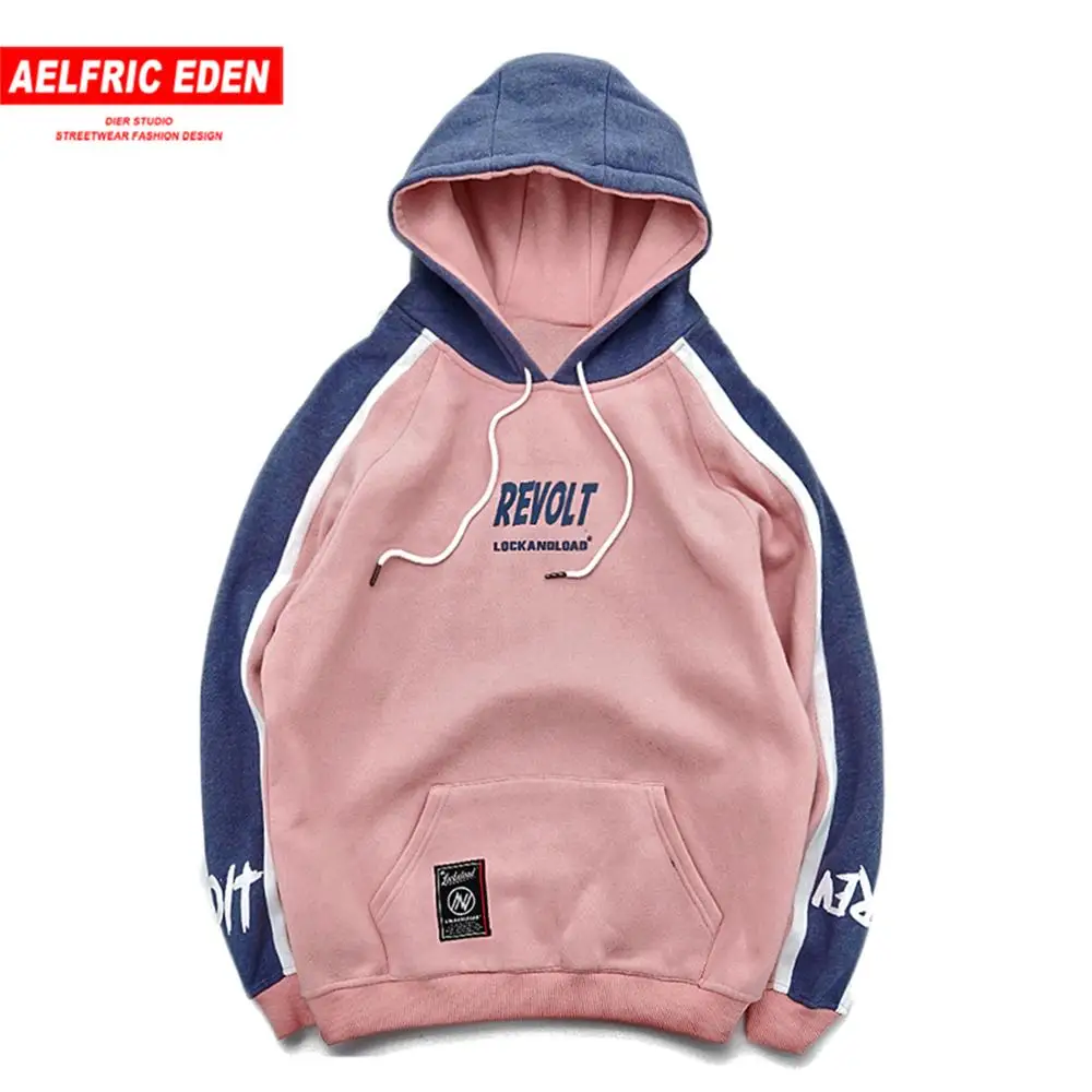 Aelfric Eden цветной блок лоскутное письмо печатных толстовки мужские осенние Harajuku