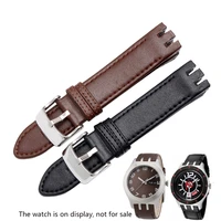 high quality genuine leather watch strap for swatch yts401402 403 409 713 ytb400 watchband men curved end watches bracelet 20mm