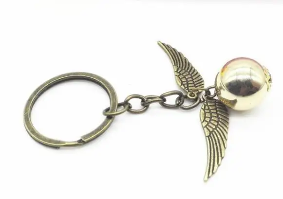 keychain copper Гарри ювелирное изделие Золотой снитч Закладка ожерелье браслет брелок популярный Винтажный стиль милые Угловые Крылья Серьги для женщин и детей - Цвет: keychain copper