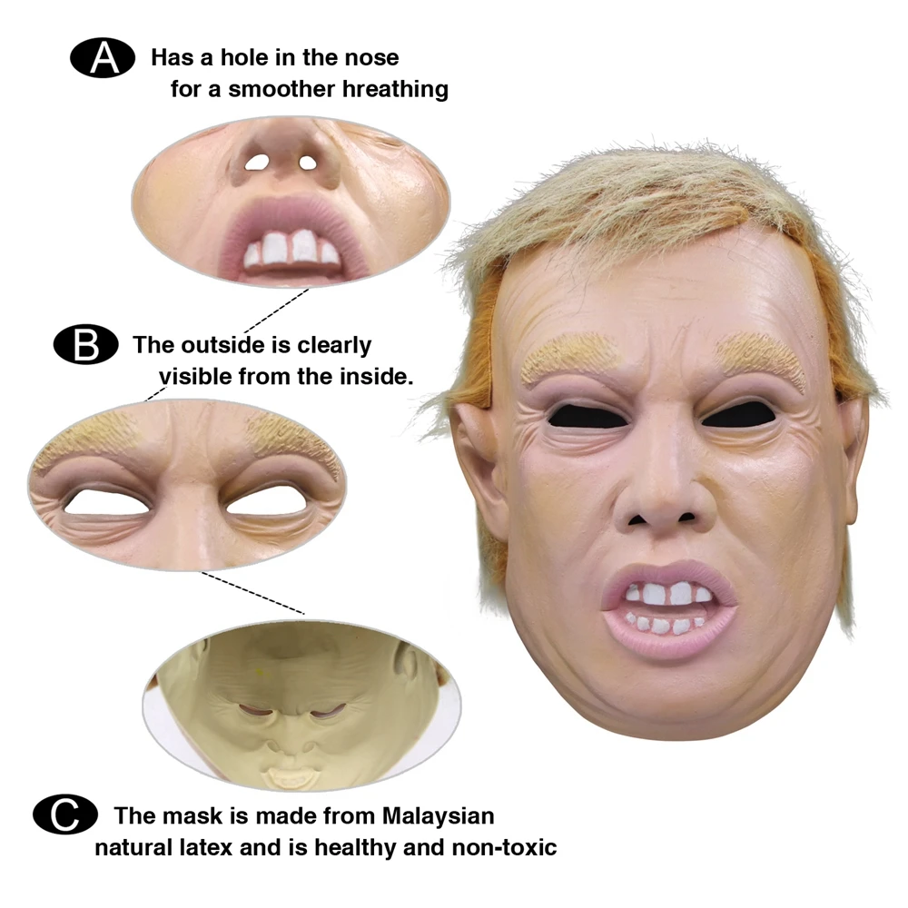 

Cosmask Halloween Celebrity Trump President Mask Funny Realistic Latex Mask Halloween Ball Cosplay Masks Party Costume Mask