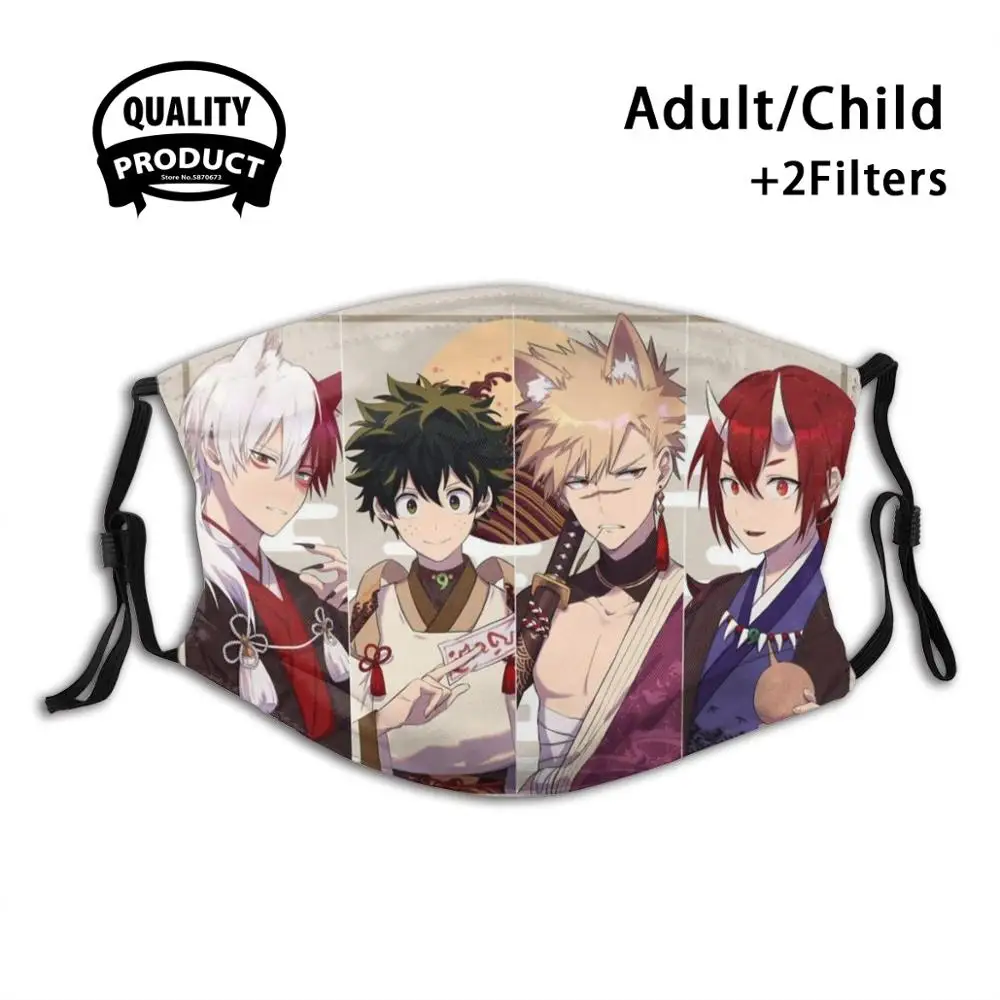

Многоразовая маска Deku с фильтром для рта, крутые смешные маски, Shoto Mha Katsuki Bakugo Deku Bakugo Katsuki