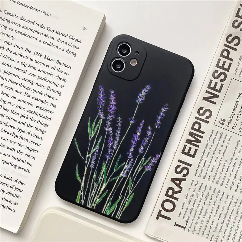 

Flower purple leaves retro Peony daisy Phone Case for iPhone 11 12 pro XS MAX 8 7 6 6S Plus X 5S SE 2020 XR Soft silicone