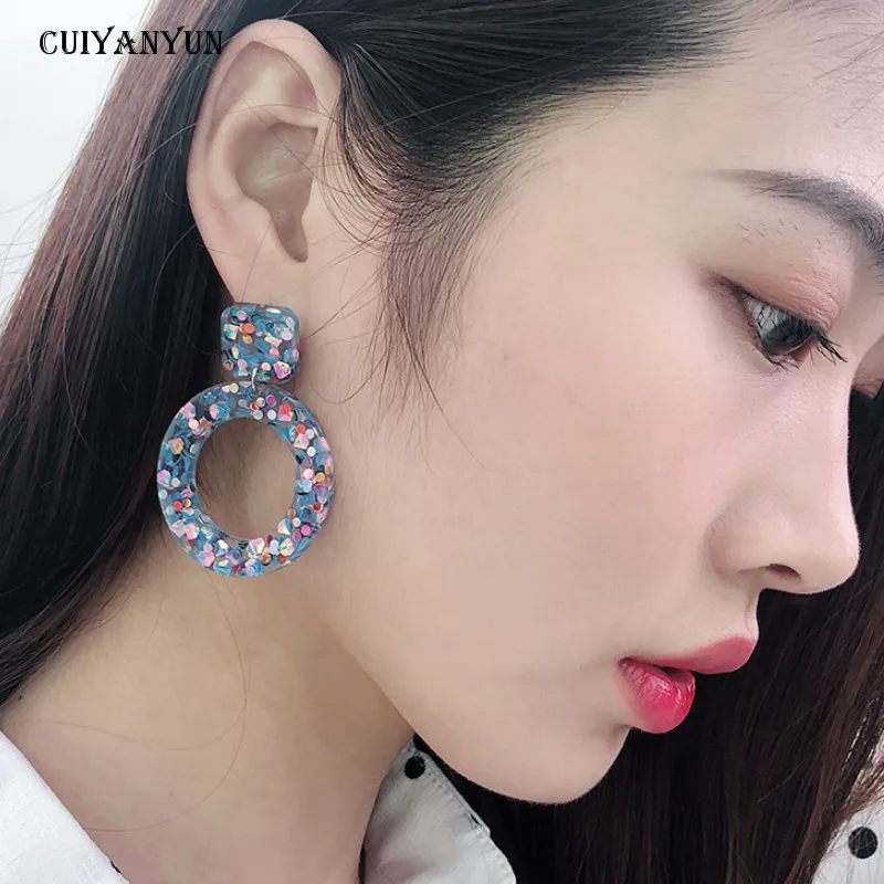 

Fashion Jewelry Women Earrings Pendientes New Drop Hollow Round Blue Color Mujer Moda Brincos Boucle D'Oreille Femme Oorbellen