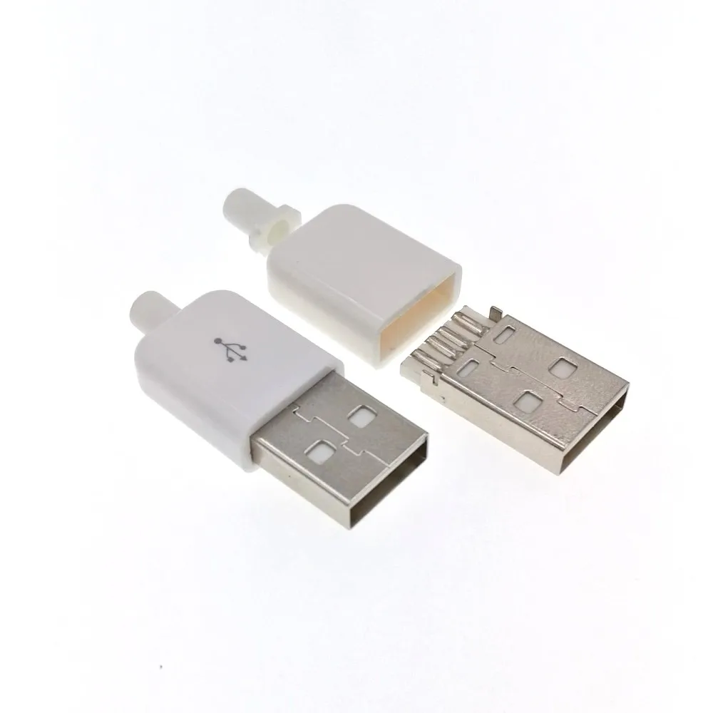 Белый самодельный USB 2 0 A штекер в сборе адаптер Соединительный разъем |