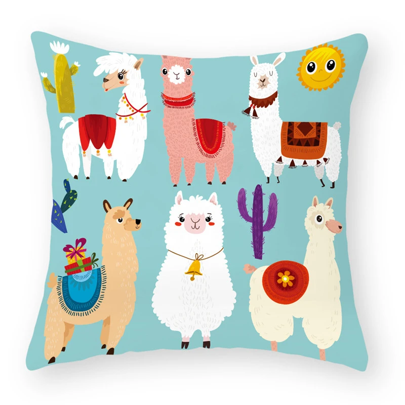 

Cartoon Alpaca Animal Decorative Cushions Pillowcase Polyester Cushion Cover Throw Pillow Sofa Decoration Pillowcover 40853