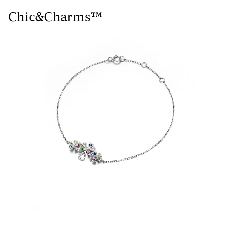 Шикарные и очаровательные браслеты 9K & 14K из настоящего белого золота женские с