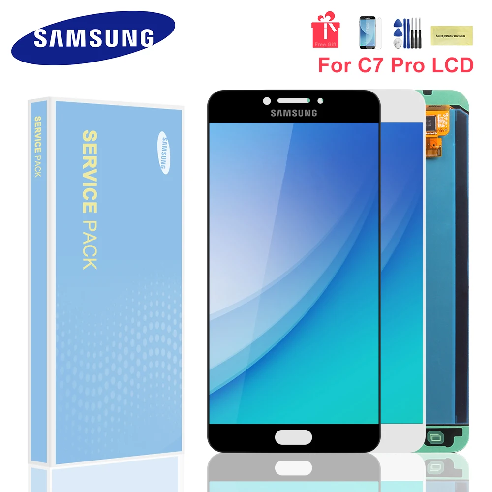 ЖК-дисплей Super AMOLED для Samsung Galaxy C7 Pro C7010 дисплей с сенсорным экраном и дигитайзером