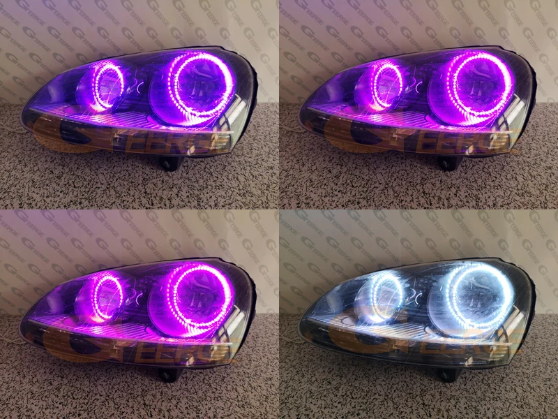 

For Volkswagen VW Golf Rabbit Jetta GTI R32 MKV MK5 2005-2010 Excellent RF remote Bluetooth APP Multi-Color RGB led angel eyes
