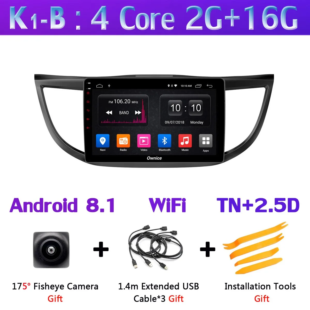 K1-B 360 ° камера Android 9,0 8Core 4+ 64G SPDIF DSP CarPlay автомобильный мультимедийный плеер для Honda CRV 2012 2013 gps радио - Цвет: K1-B