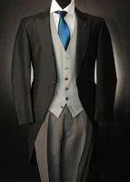 new black tail long coat mens suits for wedding slim fit custom peaky blinders wedding dress three piecesjacketpantsvest