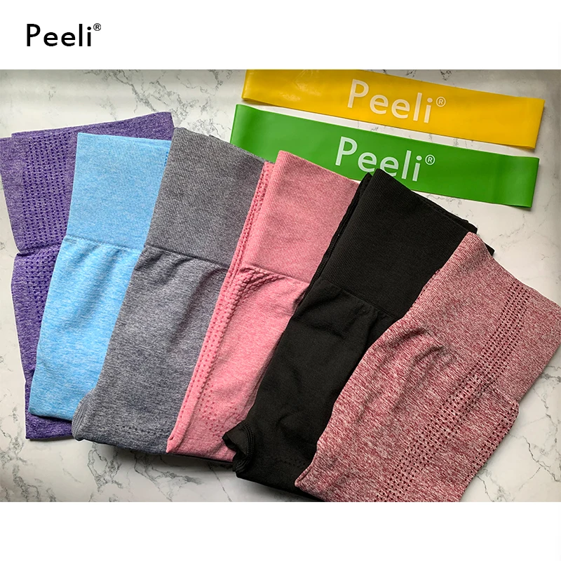 

Peeli Women Sport Suit 2 PC Sports Shirts Crop Top Seamless Yoga Leggings Yoga Set Gym Clothes Fitness Tracksuit Workout Set