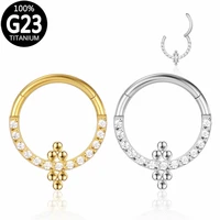 g23 titanium hinged segment hoop helix piercing aaa cubic zircon ball septum clicker ear cartilage nose ring for women jewelry