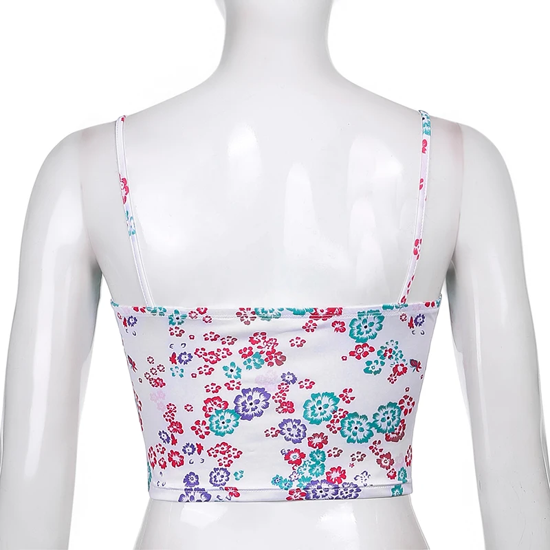 

Miss Thalia Floral Print Patchwork Y2K Crop Top Women Summer Sleeveless Cute Camis Top Ladies Backless Casual Mini Vest Fashion