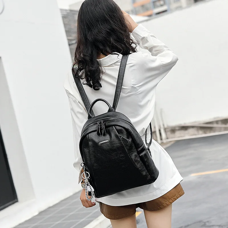 Classic PU soft shcool backpack bags female outdoor large capacity rucksack | Unisex Backpacks