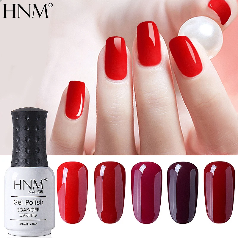 HNM цвет красного вина Цвет бордовый красно коричневый УФ гель лак для ногтей