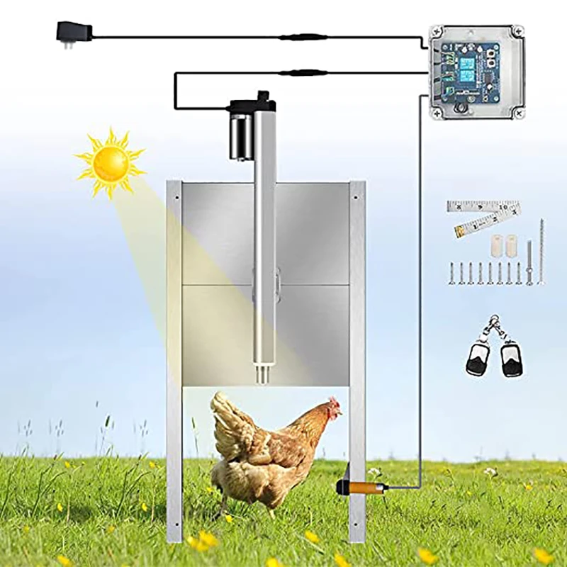 Automatic Chicken Coop Door Opener Controller Door Kit with Light Sensor Timer Auto Close Chicken Coop Cage Poultry Farm 220V