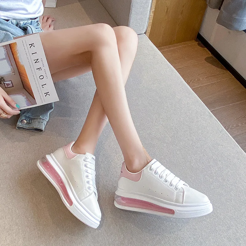 Women Casual Shoes Women Sneakers Fashion Breathable Leather Platform White Women Shoes Soft Footwears Sneakers Zapatillas Mujer