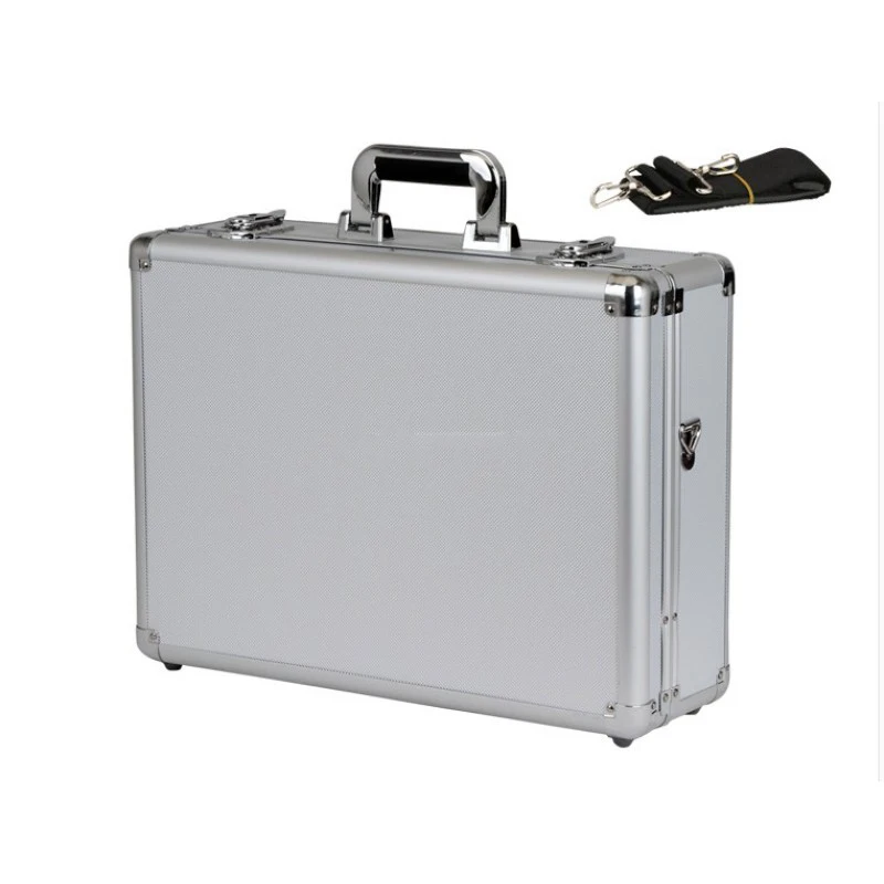 

Aluminum tool case Metal toolbox Impact resistance Electrician instrument equipment box with adjust the insert & Shoulder strap