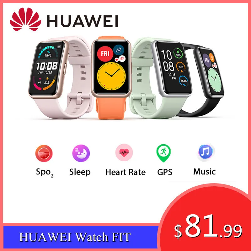 

Global Version HUAWEI Watch FIT Smart Watch GT 1.64'' AMOLED 24-Hour Heart Rate Monitor 10 Days Battery Life GPS Watch F