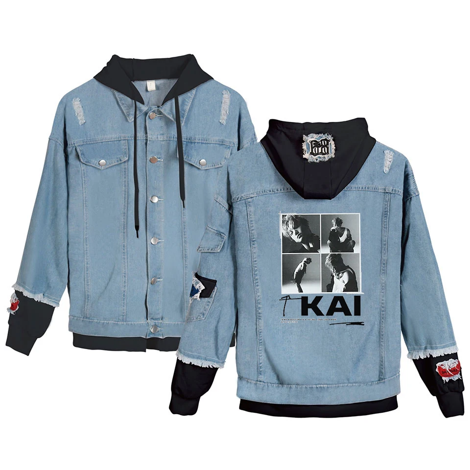 

Personality super M Denim Jacket print for Women/men Spring Casual Warm/comfortable Denim sweatshirt Print Kpop jacket Coats