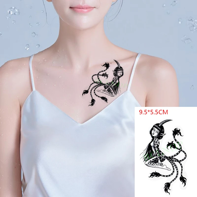 

Waterproof Temporary Tattoo Sticker Leopard Girl Five Tails The body art Flash Tatoo Fake Tatto for Woman Men
