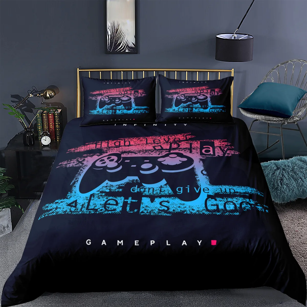 

HD Digital Game handle Print Bedding Sets Duvet Cover+ Pillowcase 2/3pcs Single Twin Queen King Bed set US/AU/EU Size