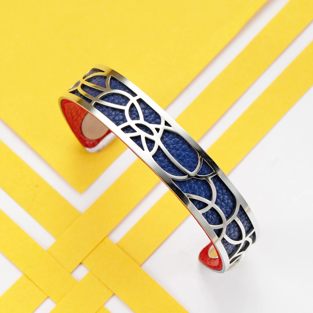 Элегантный женский браслет с цветами 14 мм Реверсивный Кожаный для женщин подарок