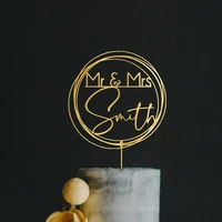 personalized modern cake topper for wedding with surname script custom mr and mrs last name cake topper bridal shower engagement