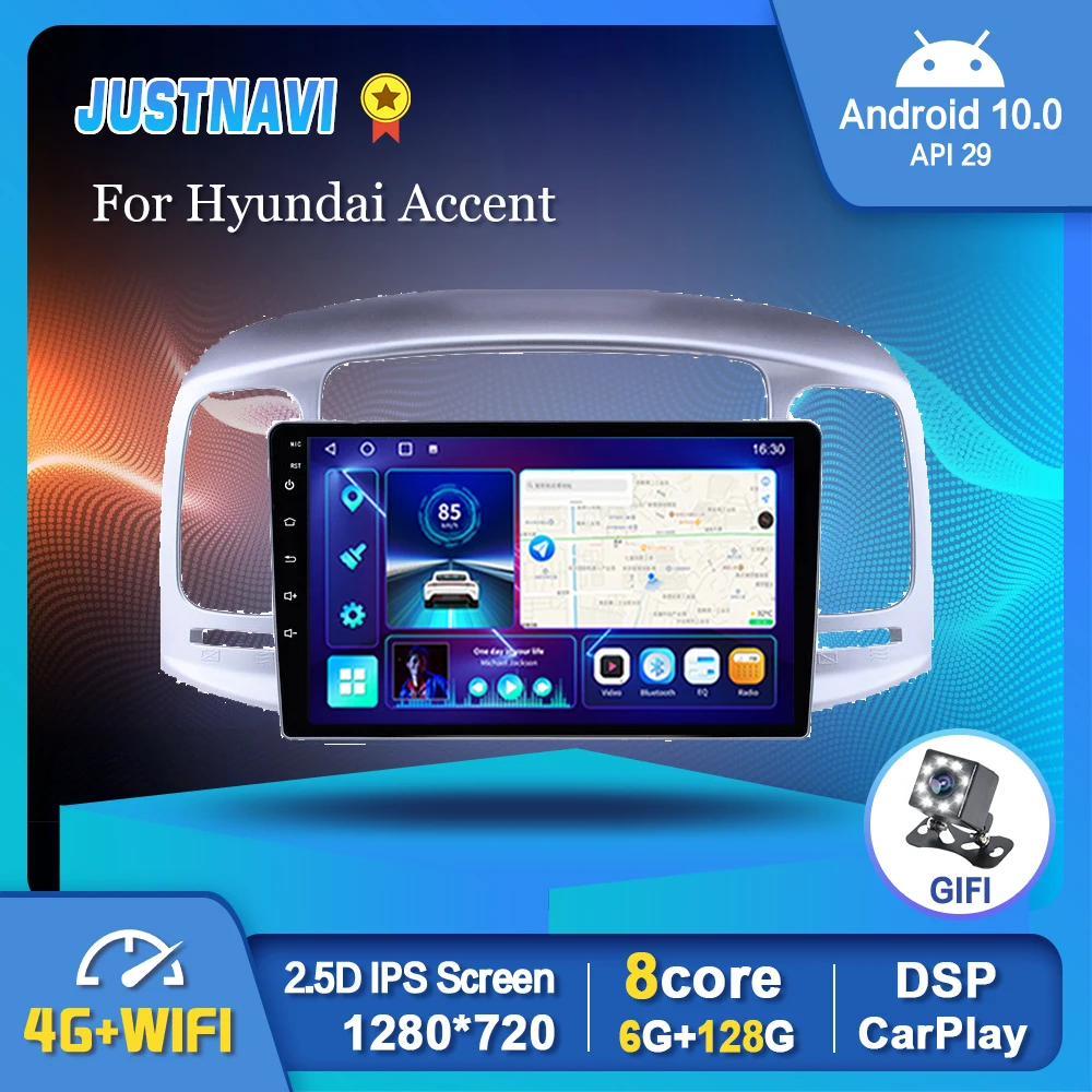 

9" 6G 128G Car Radio Android 10.0 Multimedia For Hyundai Accent 2006-2011 Carplay Auto DSP GPS Navigation 1280*720P No 2din DVD