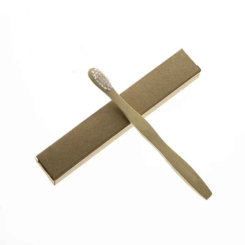 Детская зубная щетка с белой волнистой щетиной натуральная биоразлагаемая