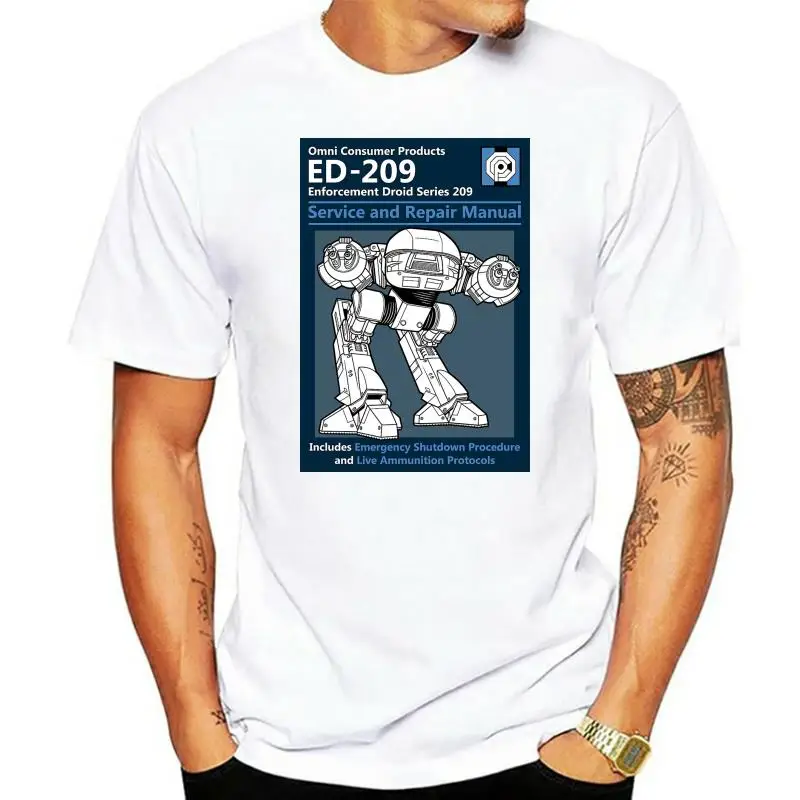 

Blue Men T Shirt Summer Fashion Casual Tshirt Printing Robot Ed 209 MenTop Quality Full Cotton Clothing Mens Tee Shirt