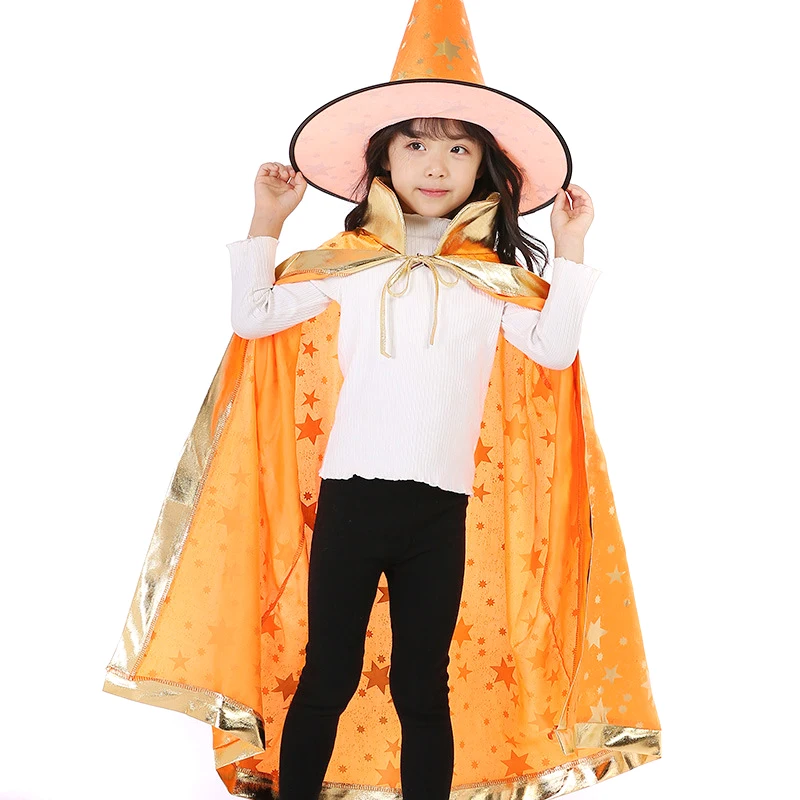 Halloween Christmas Witch Wizard Cloak with Hat Cosplay Set Costumes Party Clothes for Kids Children Girls Boys IK88 |