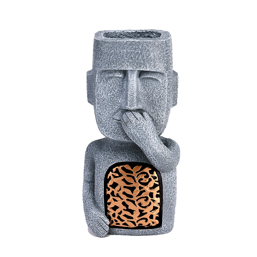 

Easter Island Stone Statue Funny Toy Succulent Plant Pot Home Decor Garden Decoration Ceramic Container Artificial Stone