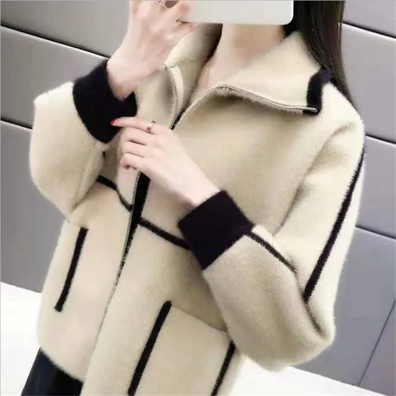 2021 Новый кардиган для женщин осень и зима сплошной цвет с длинными рукавами на