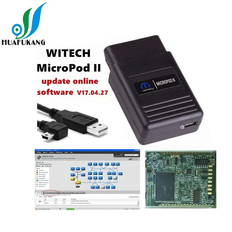 Новейший онлайн v17.0427 MICROPOD 2 диагностический инструмент для Chrysler/D-odge/J-eep многоязычный Micro Pod2 Быстрая - Цвет: Белый