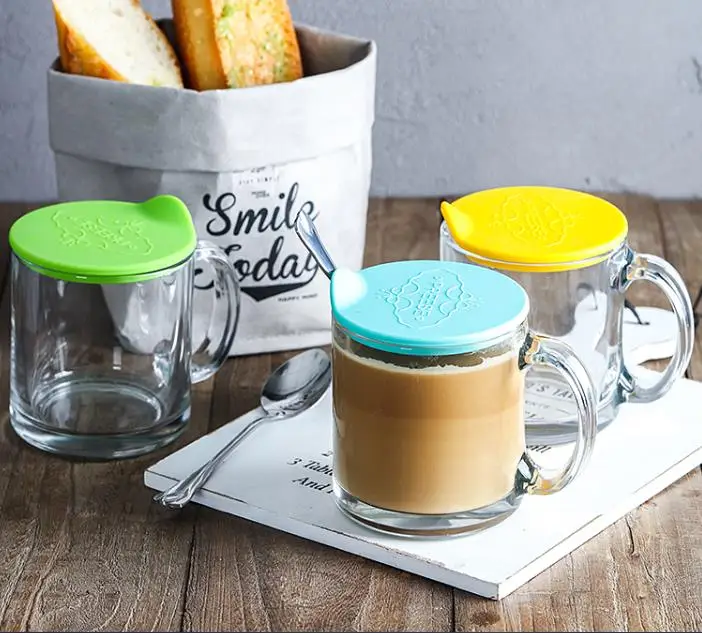 Стеклянная кружка с двойными стенками крышка для кофе маленькая милая Корейская