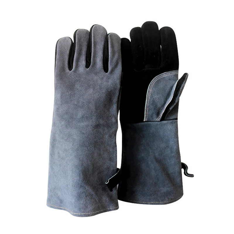 

2PCS/Pair Leather BBQ Gloves Extreme Heat Resistant Anti-Slip Baking Oven Glove Heat-Protective Kitchen Cooking Gloves