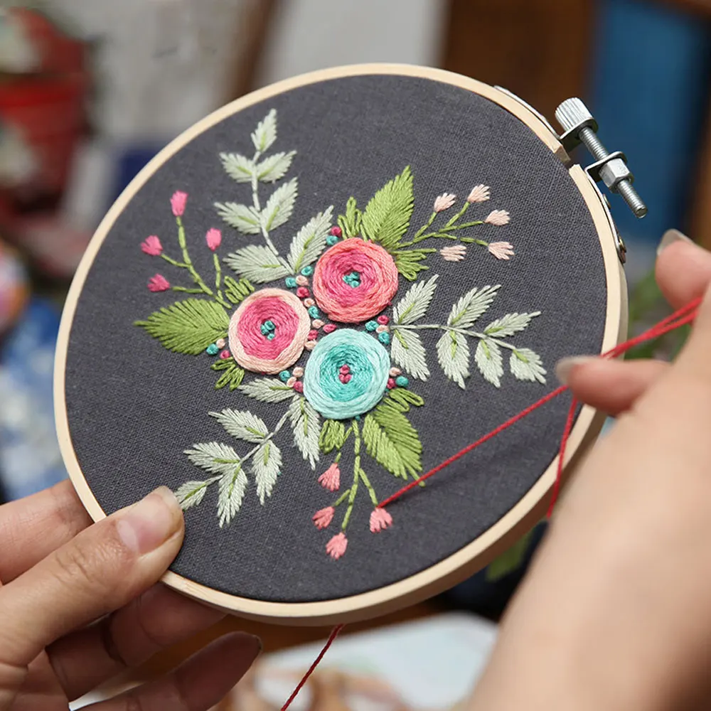 

Flower Leaves Bouquet Embroidery Knitting Kits Sewing Cross Stitch Sets Beginner Handwork Material Package Decorative Paintings