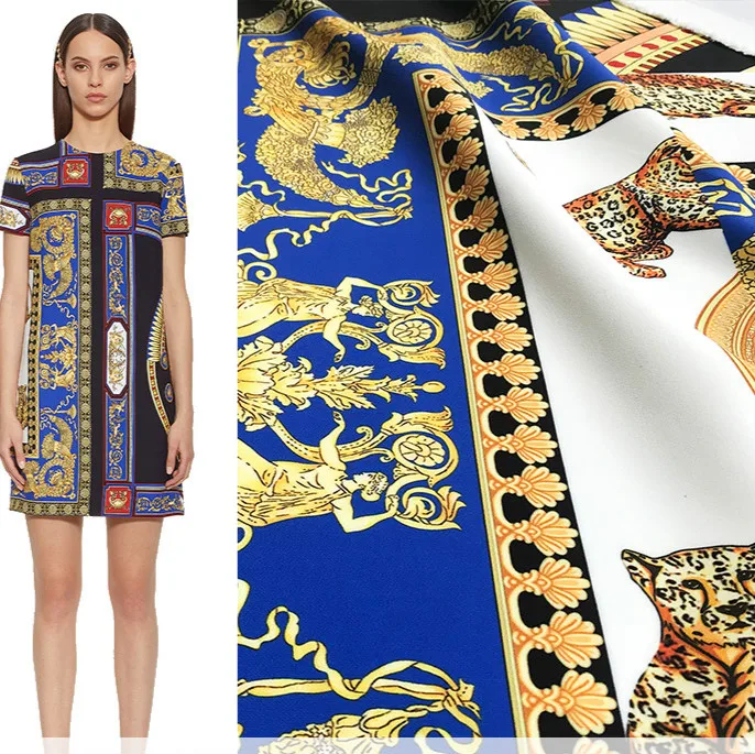 

Italian Baroque Printed Twill Fabric Brand Fashion Design for Dress DIY Sew Fabrics Wholesale Cloth Material
