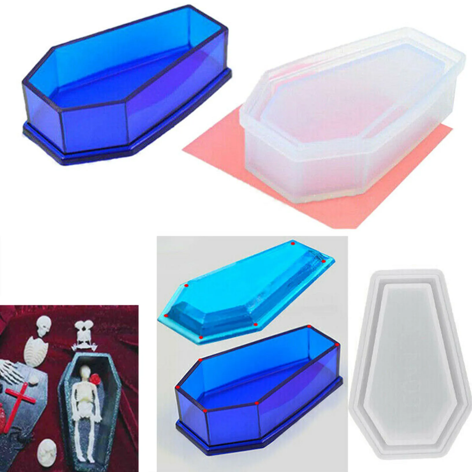 Прозрачная силиконовая форма для гроба вампира с крышкой коробка хранения
