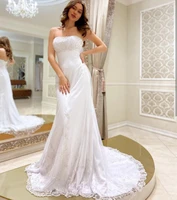 mermaid wedding dress strapless backless zipper sleeveless crystal beading 2021 court train robe de mariee vestidos de novia