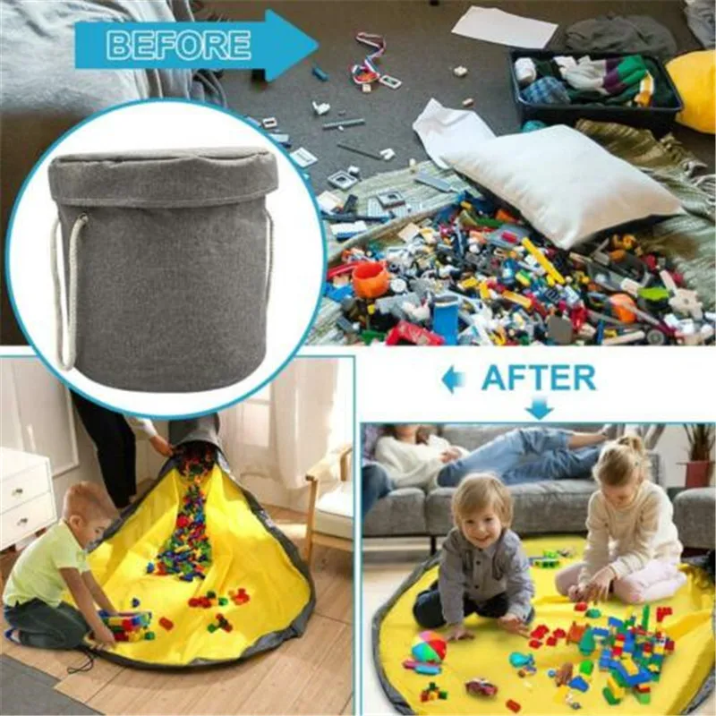 

Toy Storage Bag with Play Mat Travel Size SlideAway On-The-Go Toy Clean-up and Storage Container Collection Dropshipping