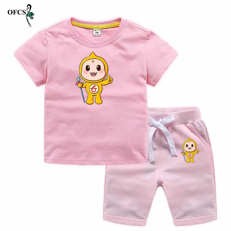 

Kids Girls Clothing Sets Summer New Style Baby Girls Boys Short Sleeve Tshirt Tops +Shorts Pants Children Sports Leisure Suits