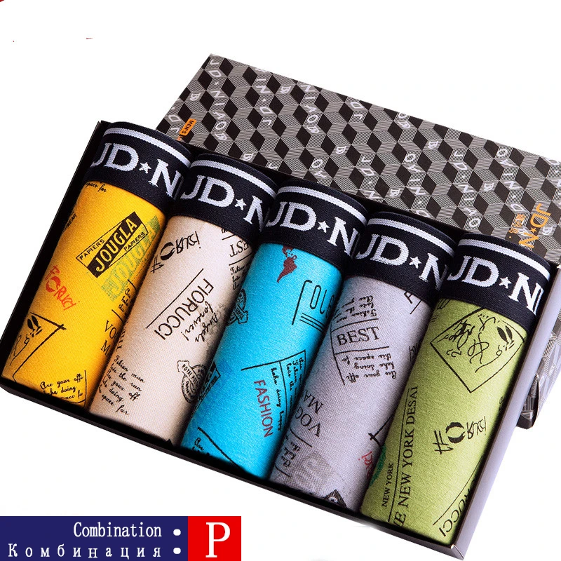 JDN P BOX bierdan L-5xL бренд почты боксёрские шорты мужчины mens комфортно мужчин boxershorts хлопок сексуально 5pcs / много cueca 24type мужского нижнего белья трусы мужские трусы-боксеры боксеры нижнее белье трусики - Цвет: JDN P BOX